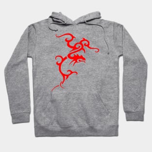 Minimalistic Japanese Tribal Style Dragon In Red Hoodie